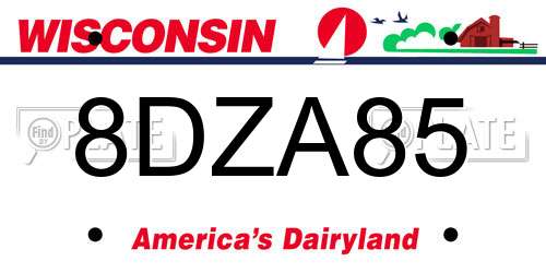 8DZA85 Wisconsin License Plate