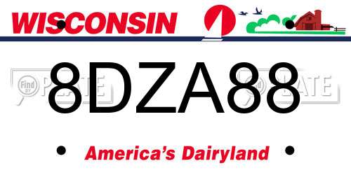 8DZA88 Wisconsin License Plate