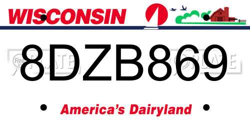 8DZB869 Wisconsin License Plate