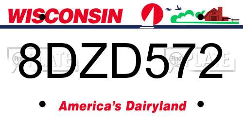 8DZD572 Wisconsin License Plate