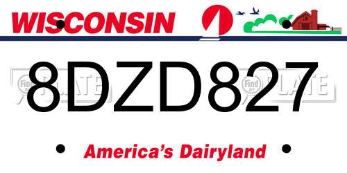 8DZD827 Wisconsin License Plate
