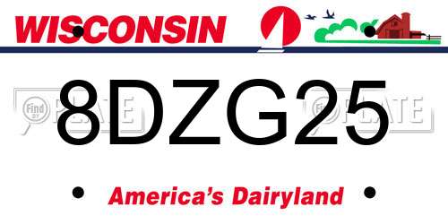 8DZG25 Wisconsin License Plate