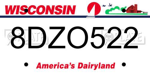 8DZO522 Wisconsin License Plate