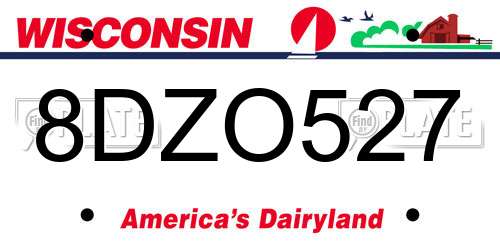 8DZO527 Wisconsin License Plate