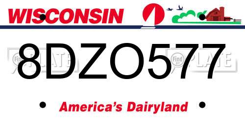 8DZO577 Wisconsin License Plate