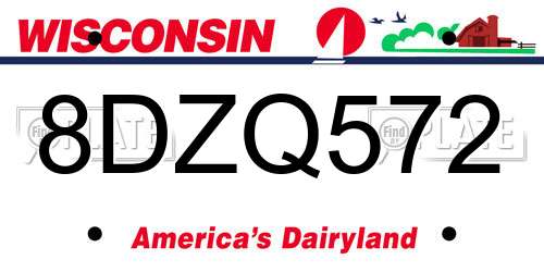 8DZQ572 Wisconsin License Plate