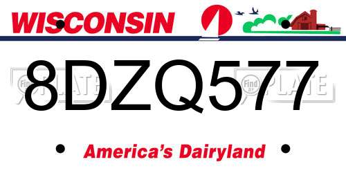 8DZQ577 Wisconsin License Plate