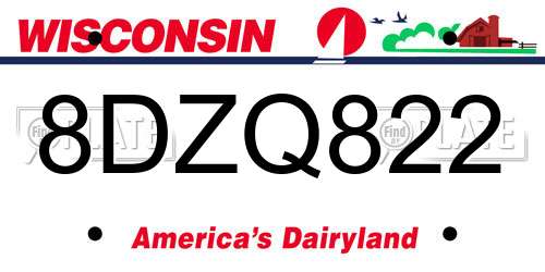 8DZQ822 Wisconsin License Plate