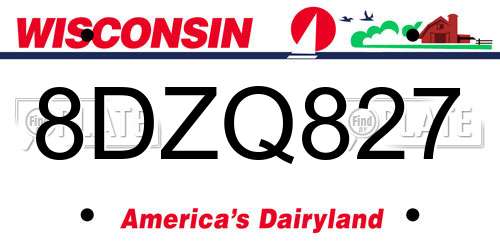8DZQ827 Wisconsin License Plate