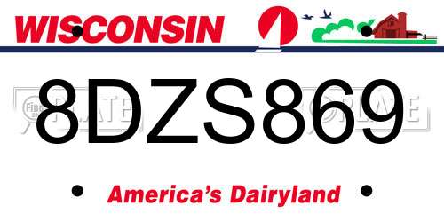 8DZS869 Wisconsin License Plate