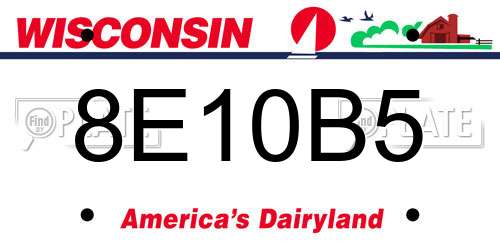 8E10B5 Wisconsin License Plate