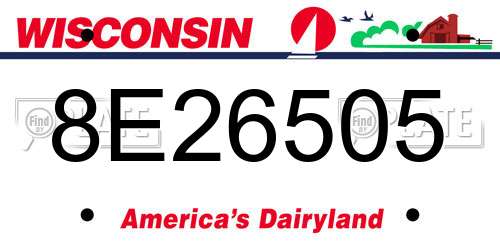 8E26505 Wisconsin License Plate