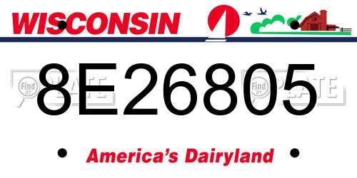 8E26805 Wisconsin License Plate