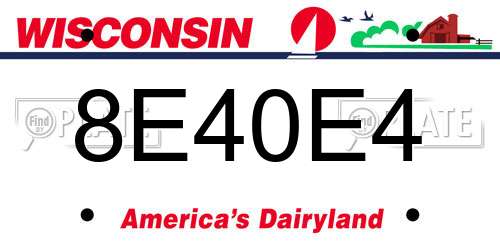 8E40E4 Wisconsin License Plate