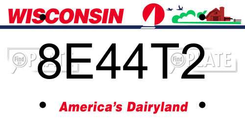 8E44T2 Wisconsin License Plate