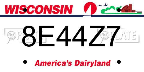 8E44Z7 Wisconsin License Plate