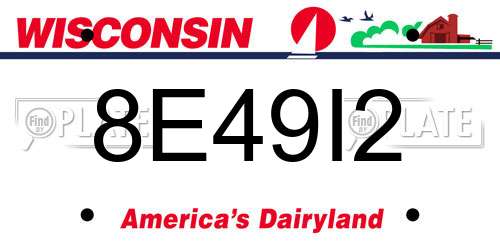 8E49I2 Wisconsin License Plate