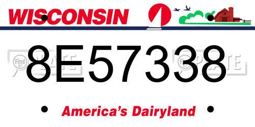 8E57338 Wisconsin License Plate