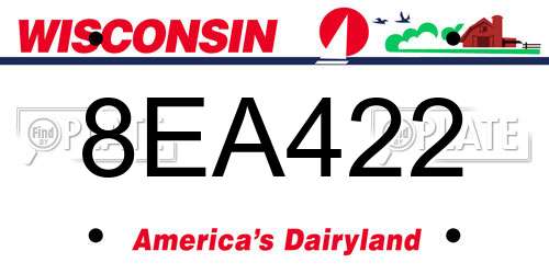 8EA422 Wisconsin License Plate