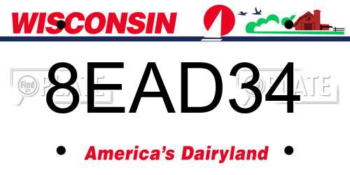 8EAD34 Wisconsin License Plate