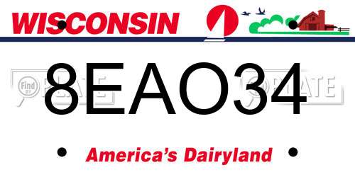 8EAO34 Wisconsin License Plate