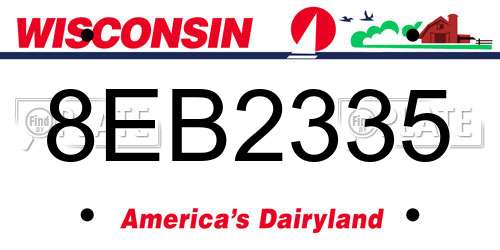 8EB2335 Wisconsin License Plate