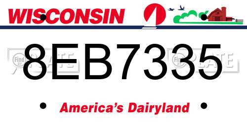 8EB7335 Wisconsin License Plate