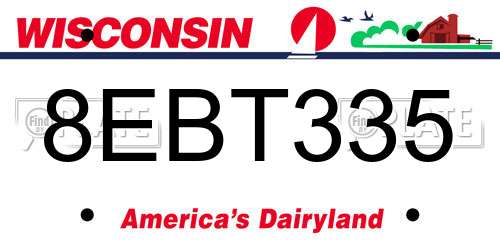 8EBT335 Wisconsin License Plate