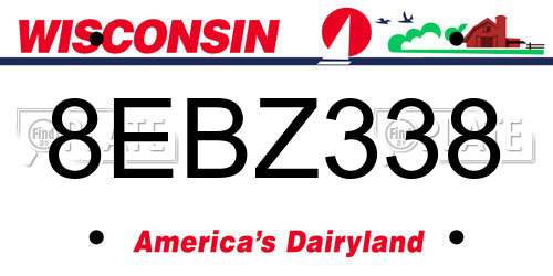 8EBZ338 Wisconsin License Plate