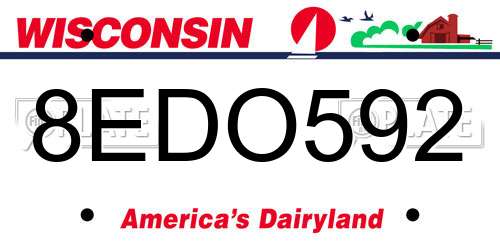 8EDO592 Wisconsin License Plate