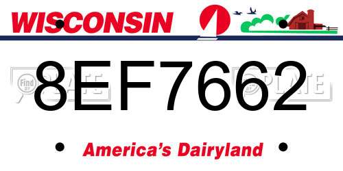 8EF7662 Wisconsin License Plate