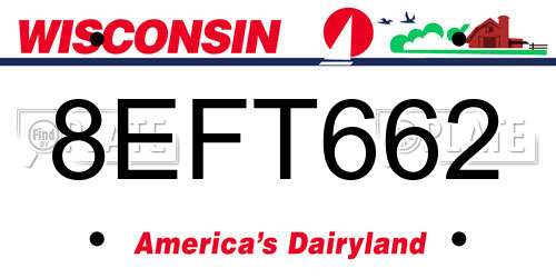 8EFT662 Wisconsin License Plate