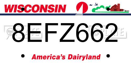 8EFZ662 Wisconsin License Plate