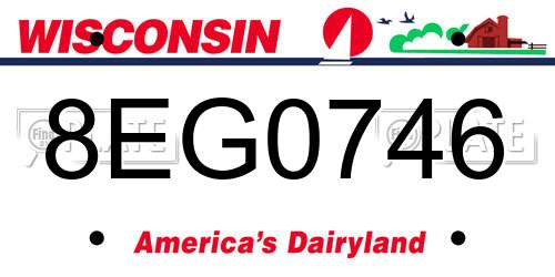 8EG0746 Wisconsin License Plate
