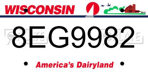 8EG9982 Wisconsin License Plate