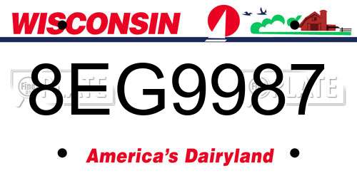 8EG9987 Wisconsin License Plate