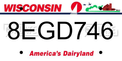 8EGD746 Wisconsin License Plate
