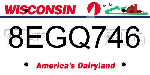 8EGQ746 Wisconsin License Plate