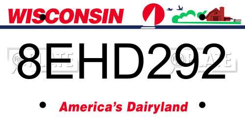 8EHD292 Wisconsin License Plate