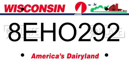 8EHO292 Wisconsin License Plate