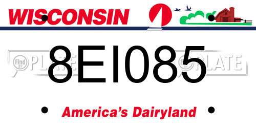8EI085 Wisconsin License Plate