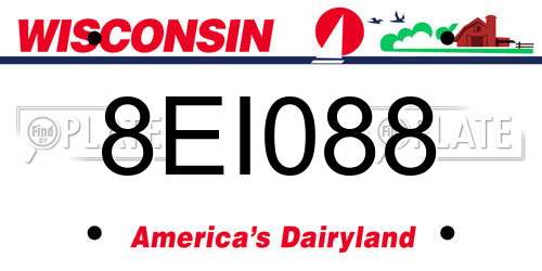 8EI088 Wisconsin License Plate