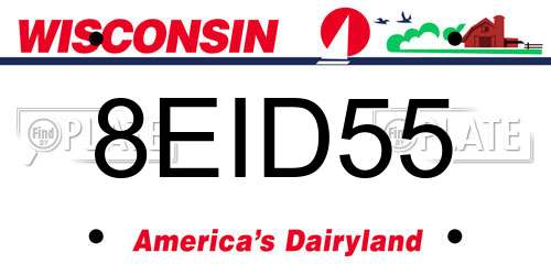 8EID55 Wisconsin License Plate