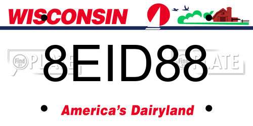 8EID88 Wisconsin License Plate