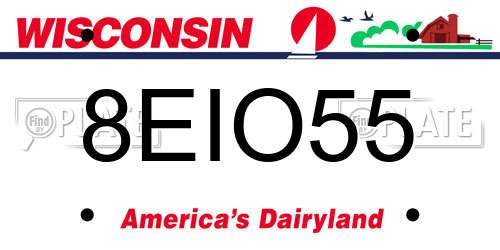 8EIO55 Wisconsin License Plate