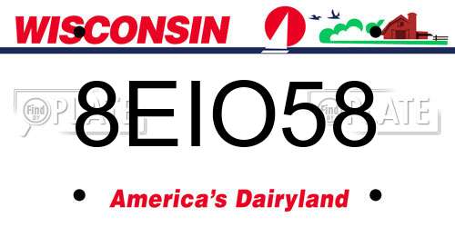 8EIO58 Wisconsin License Plate