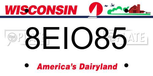 8EIO85 Wisconsin License Plate