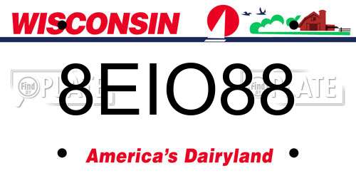 8EIO88 Wisconsin License Plate