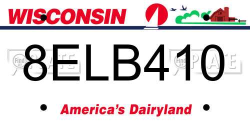 8ELB410 Wisconsin License Plate