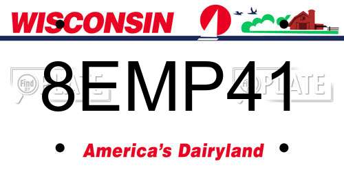 8EMP41 Wisconsin License Plate